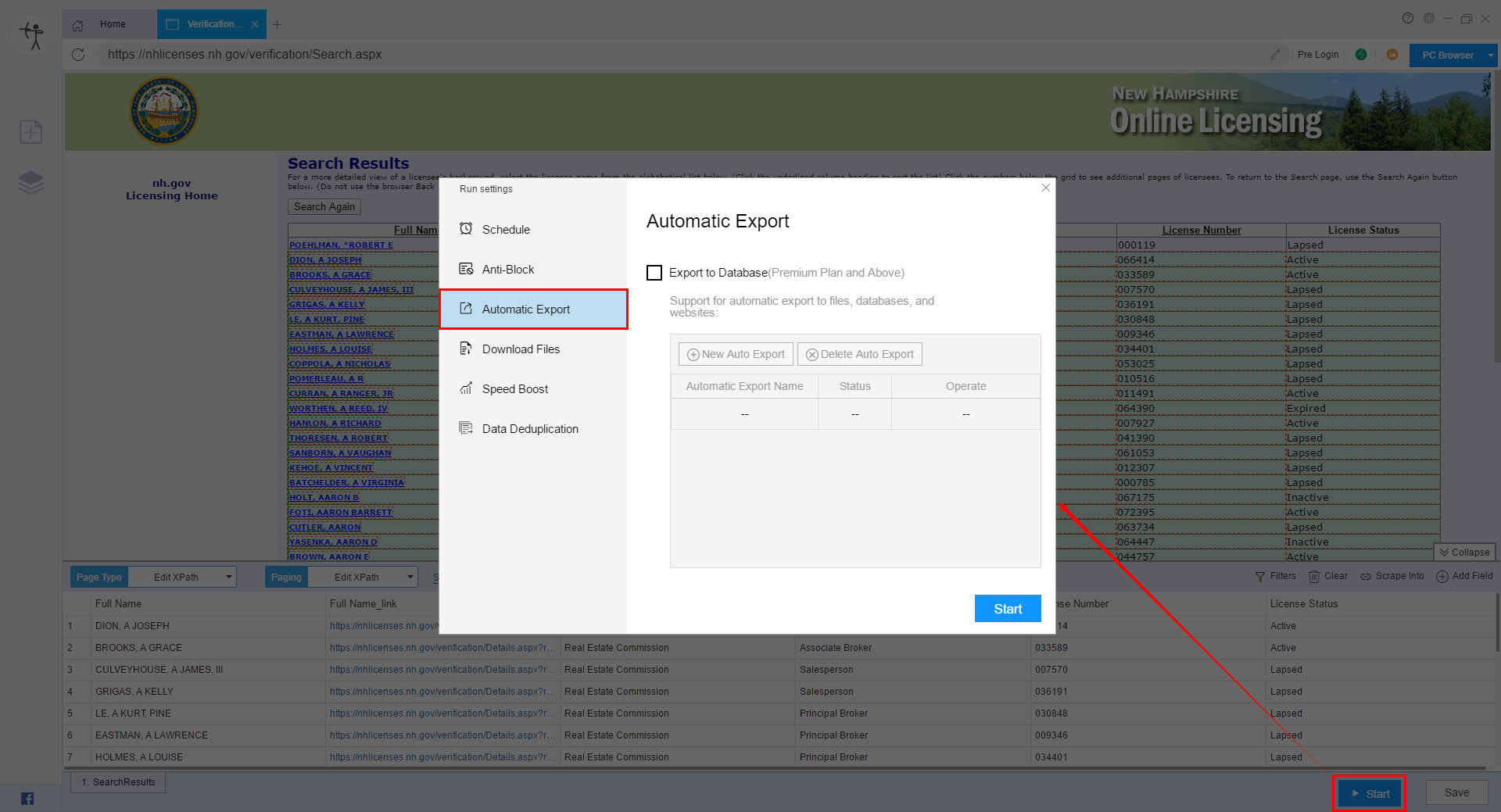 Resources - Flowchart Mode - How to set up Automatic Export - ScrapeStorm